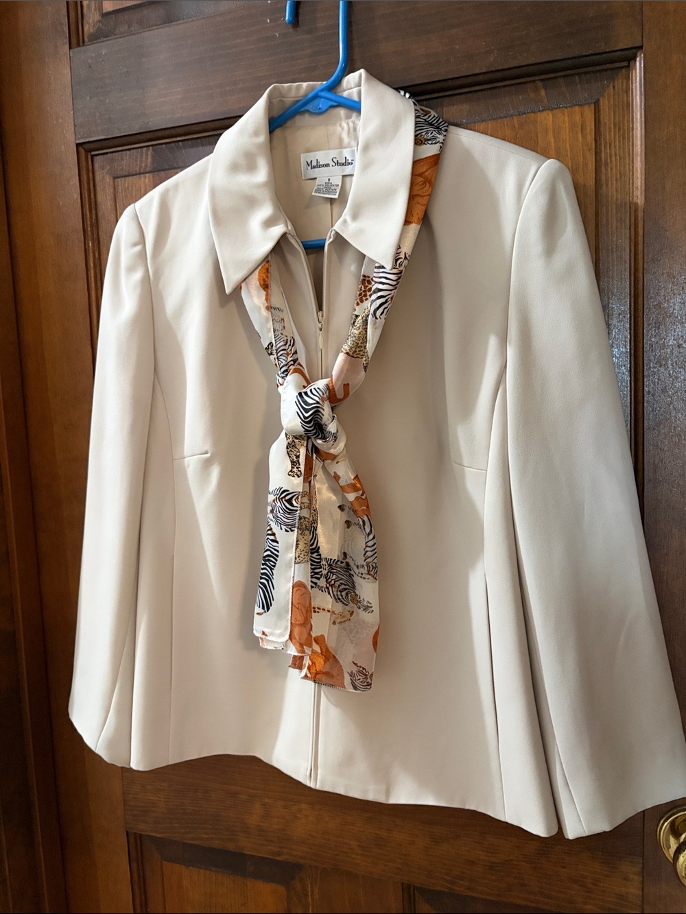 Madison Studio Cream Zip-Front Women's Blazer